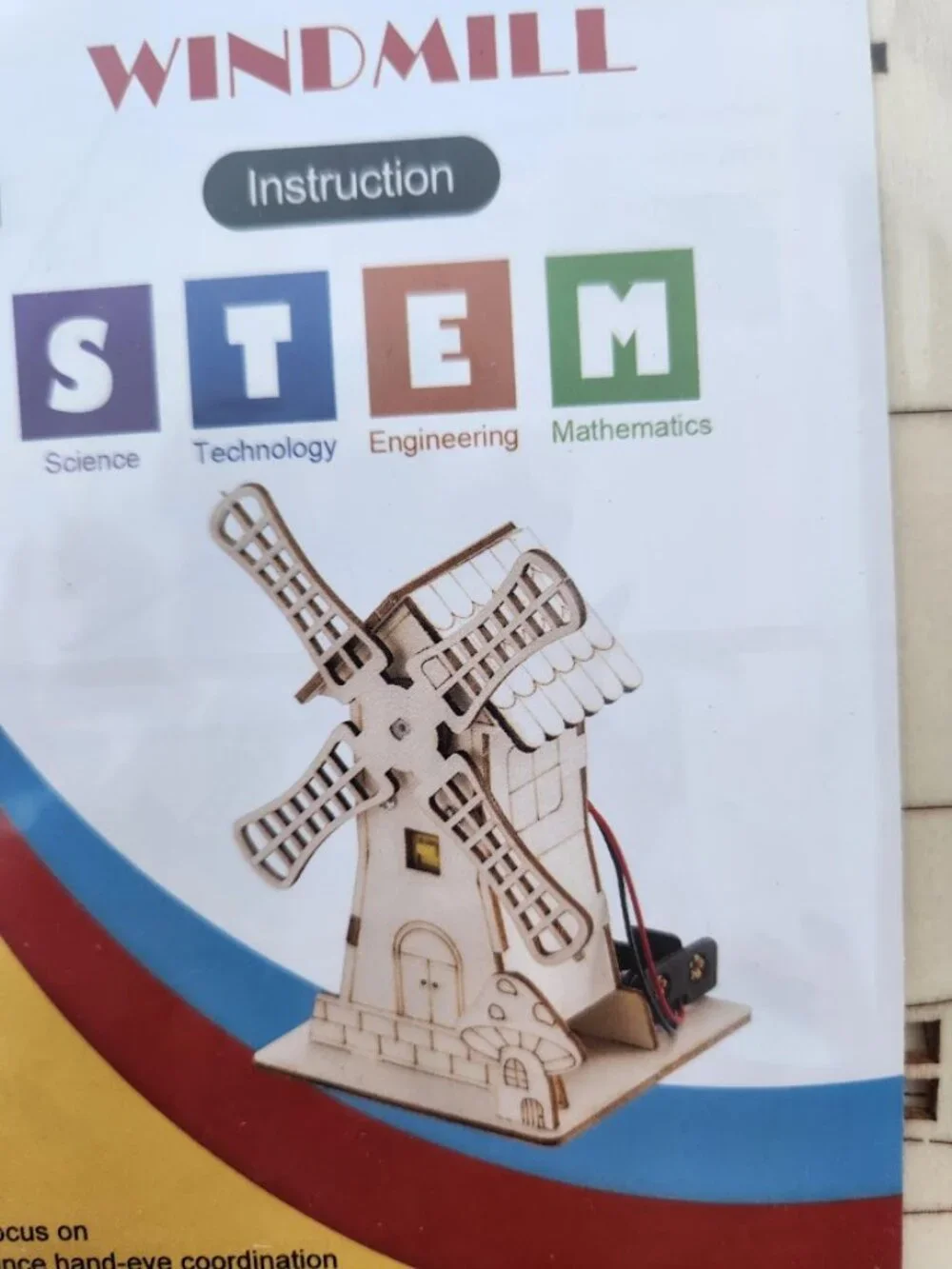 Windmill STEM Craft DIY Wood Puzzle Project Science Toy NEW Engineering Batterie